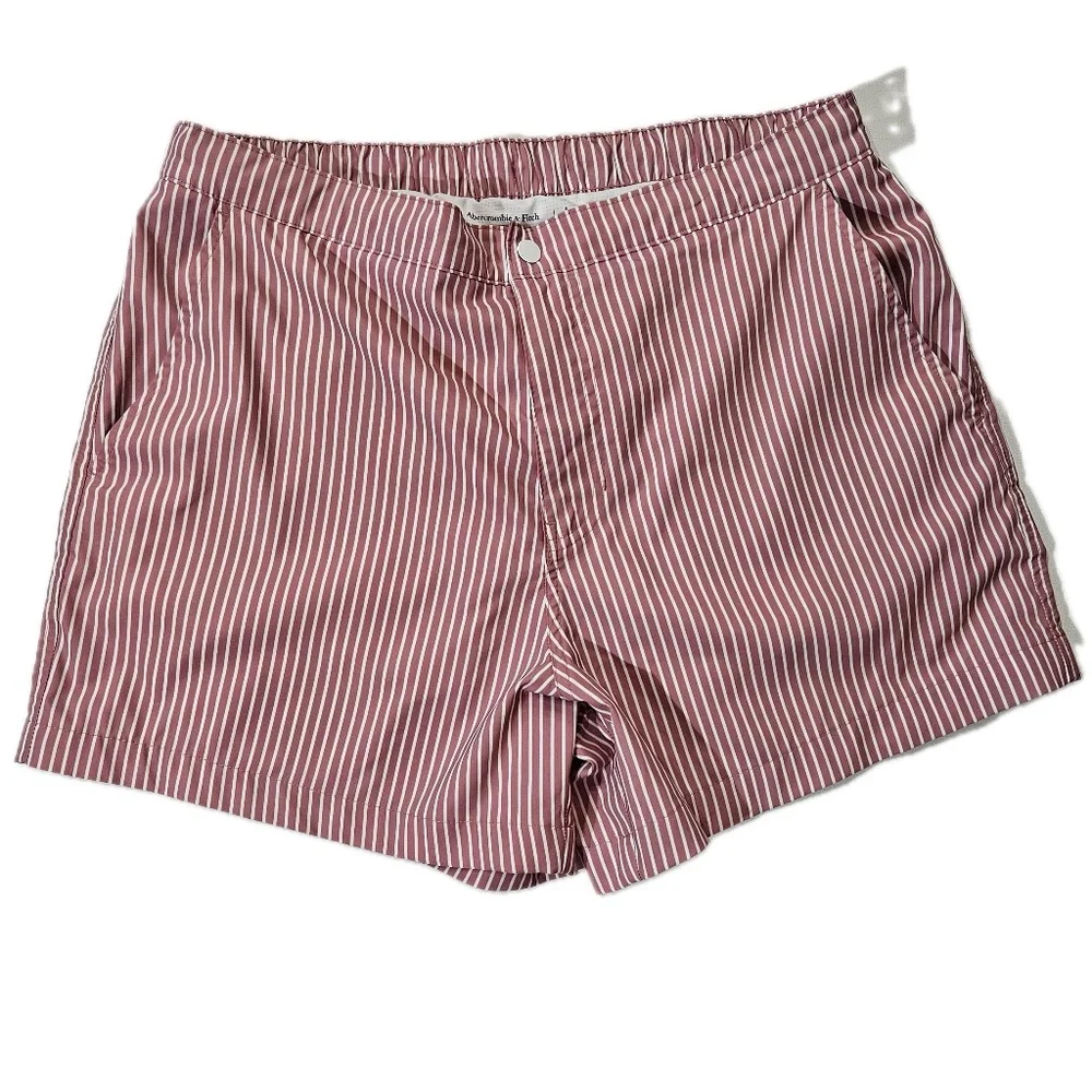 Abercrombie &‎ Fitch Shorts Womens L Pink Striped Skimmer Beach 3 Inseam